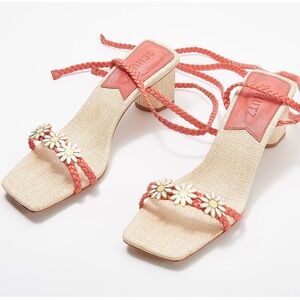Schutz Women's Coral and Cream Sandals